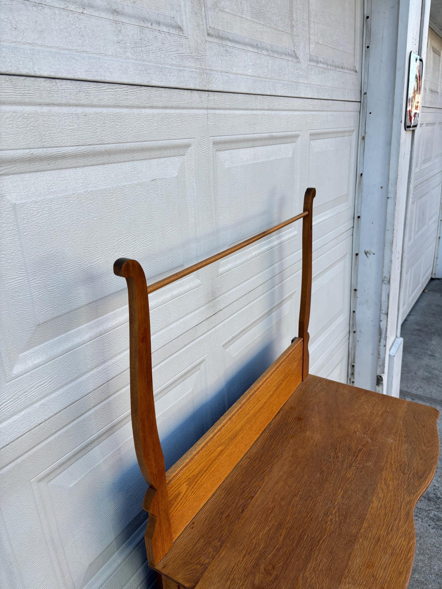 Antique Oak Washstand With Towel Rack Vintage Farmhouse Cabinet Sideboard Rustic Bathroom Storage