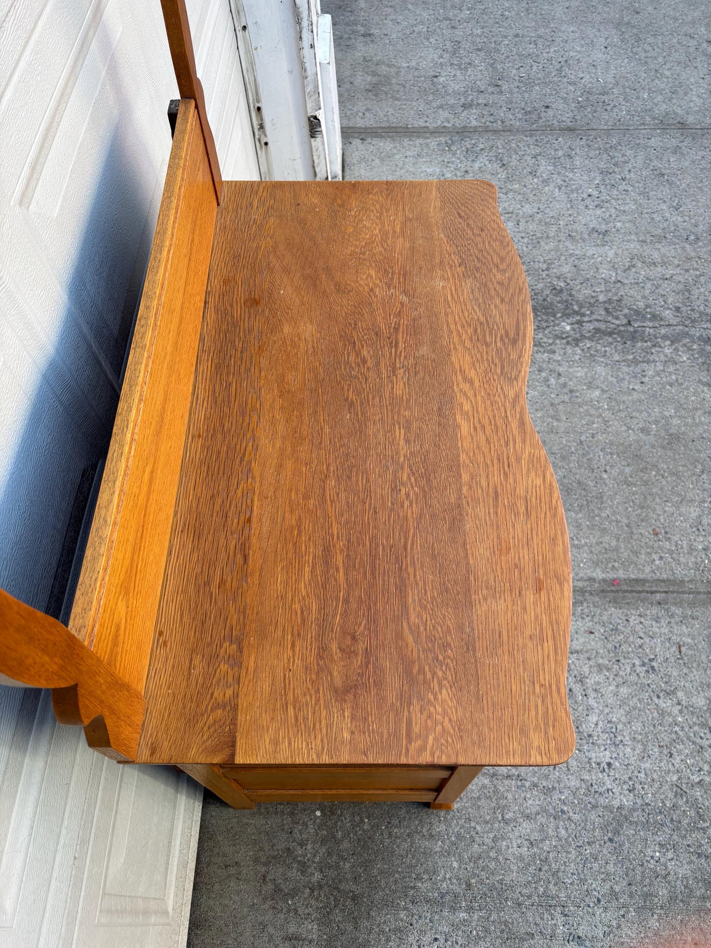 Antique Oak Washstand With Towel Rack Vintage Farmhouse Cabinet Sideboard Rustic Bathroom Storage