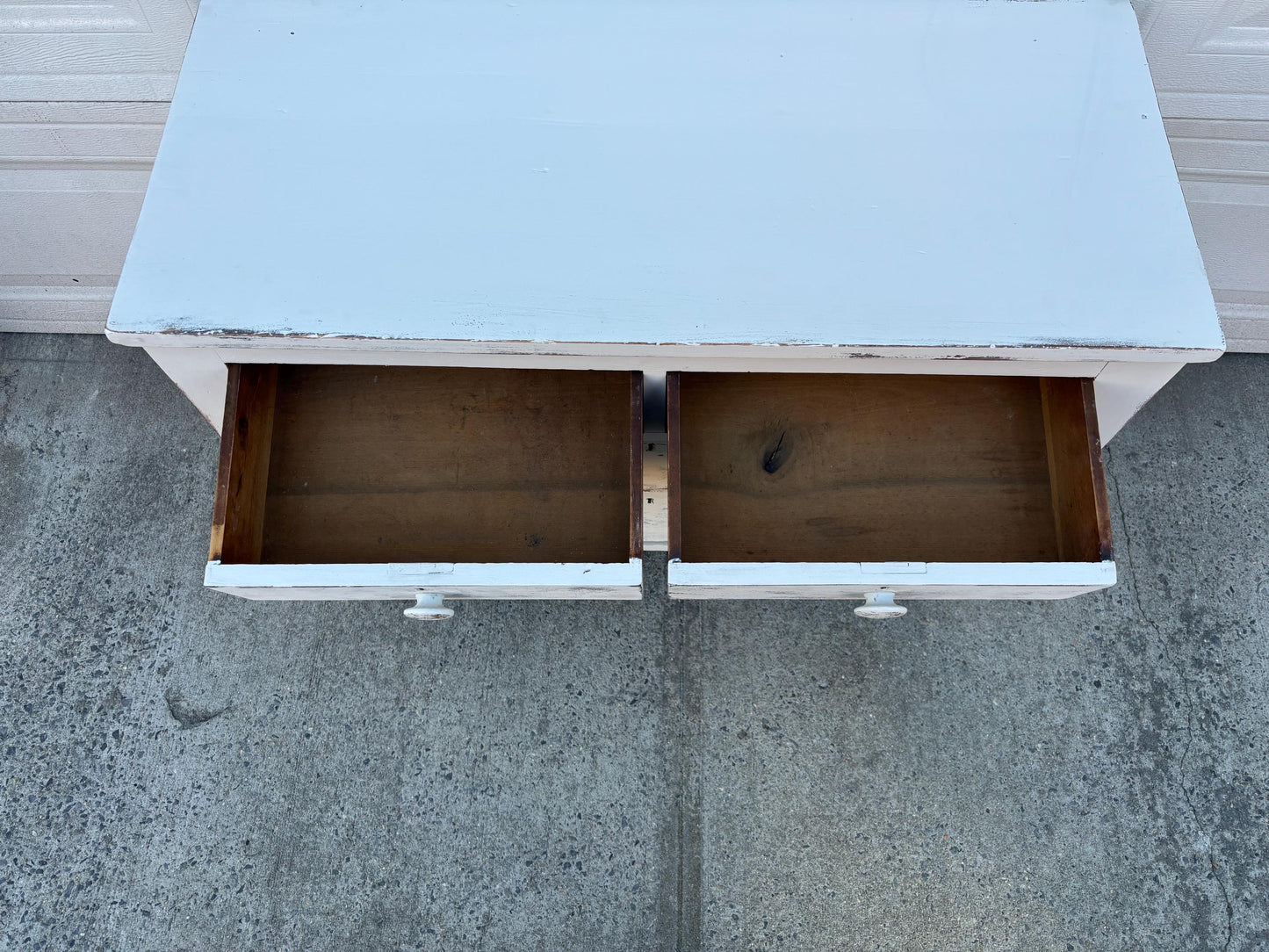 Vintage White Farmhouse Dresser Distressed Wood Chest