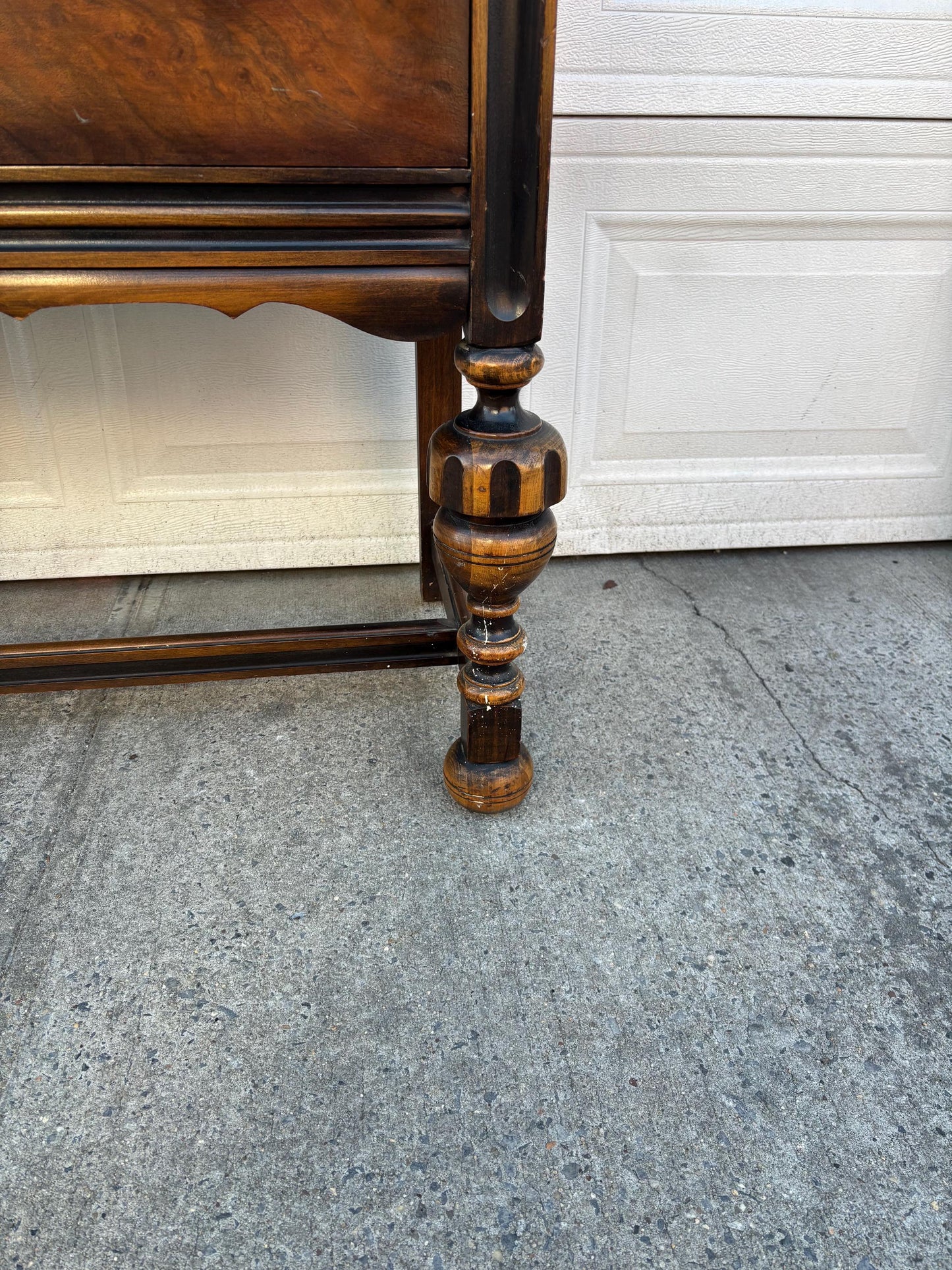 Antique Jacobean Revival Server Tables Set of 2 Walnut Sideboard Console Pair Tudor Style Turned Legs