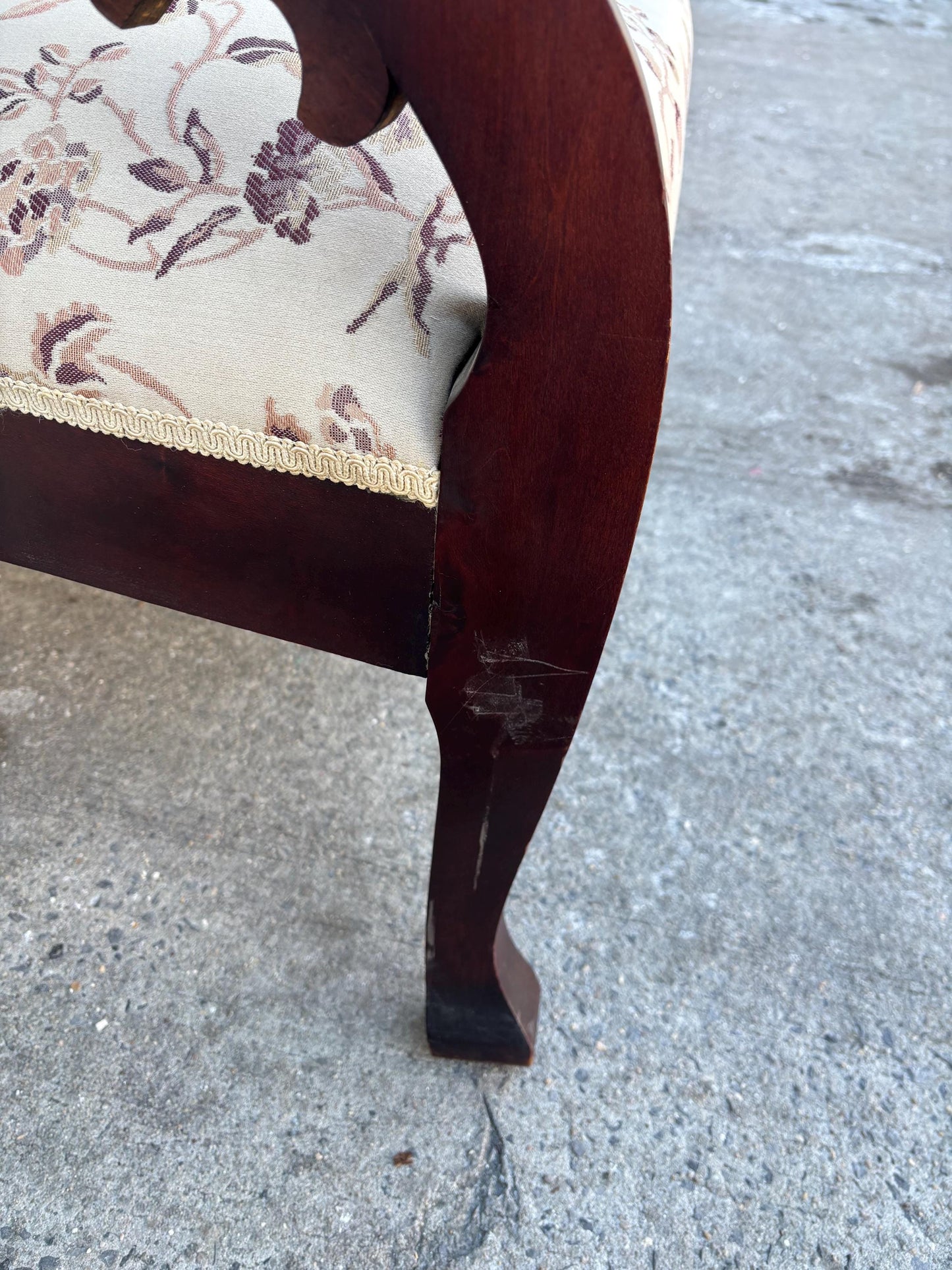 Antique Victorian Settee Carved Wood Loveseat Upholstered Parlor Bench Eastlake Style Sofa