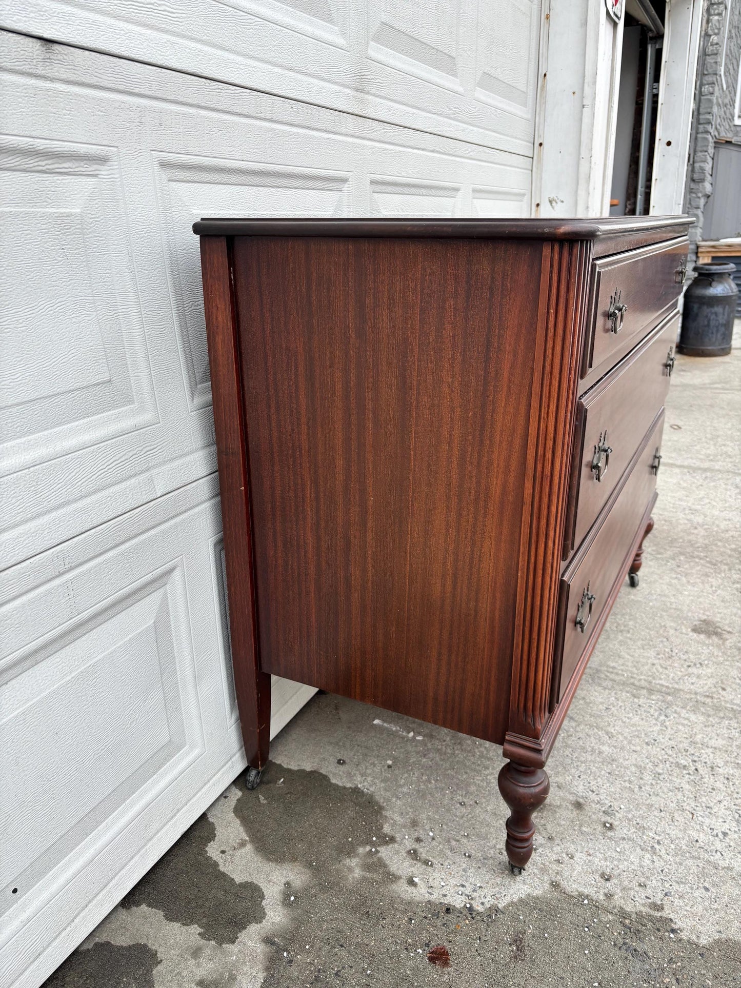 Mahogany 3 Drawer Dresser on Casters