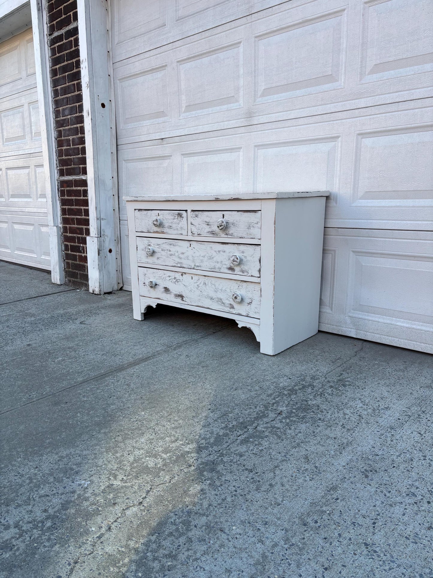 Vintage White Farmhouse Dresser Distressed Wood Chest