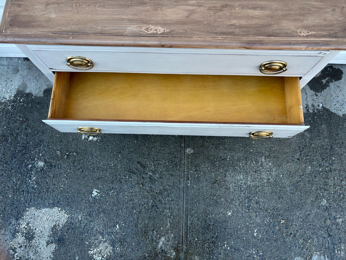 Vintage Farmhouse Sideboard Buffet Cabinet Gray White Blue Distressed Wood Top Storage Cabinet