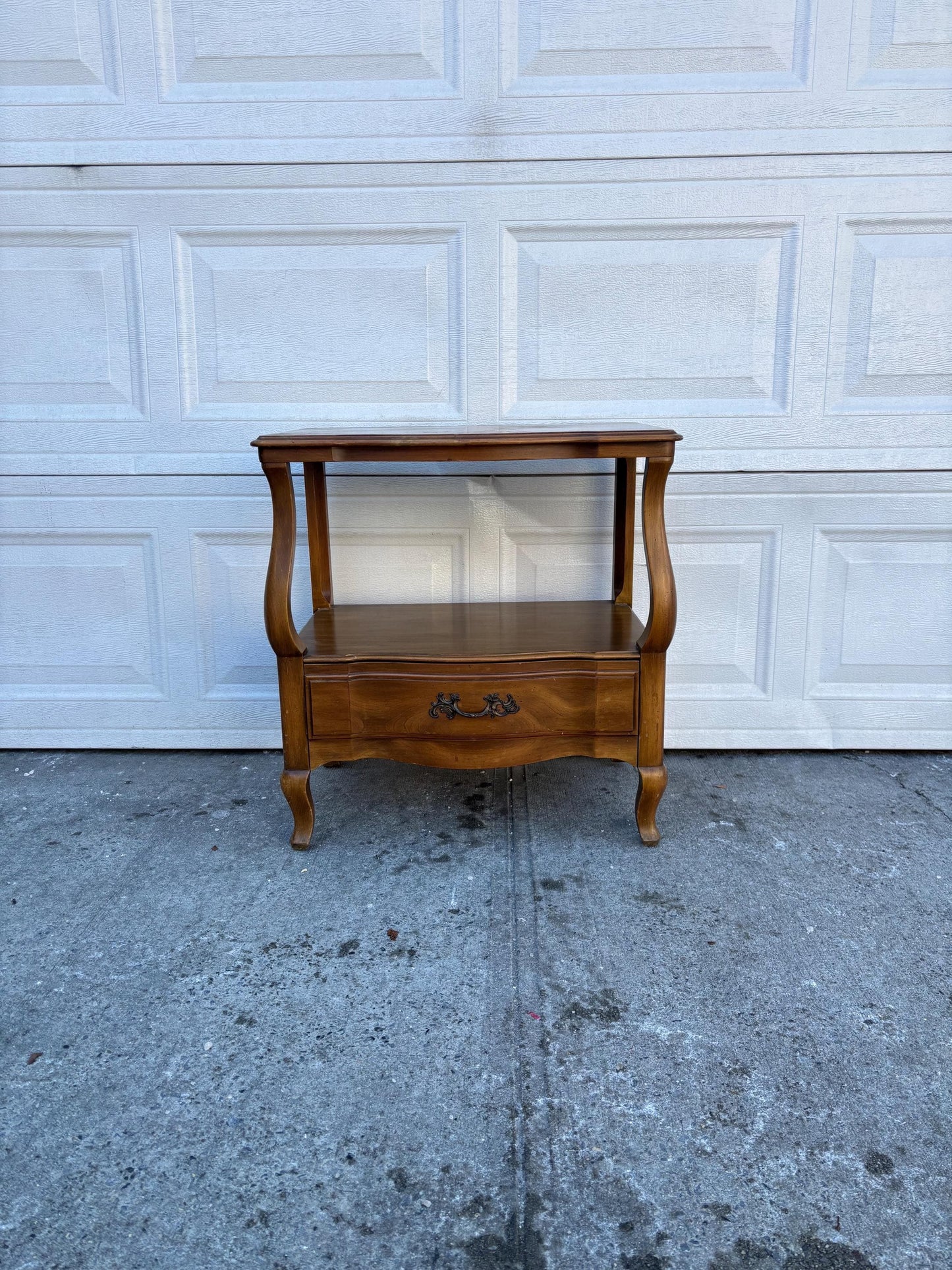 John Widdicomb End Table, Vintage French Provincial Side Table, Cherry Wood Nightstand with Drawer, Traditional Accent Table