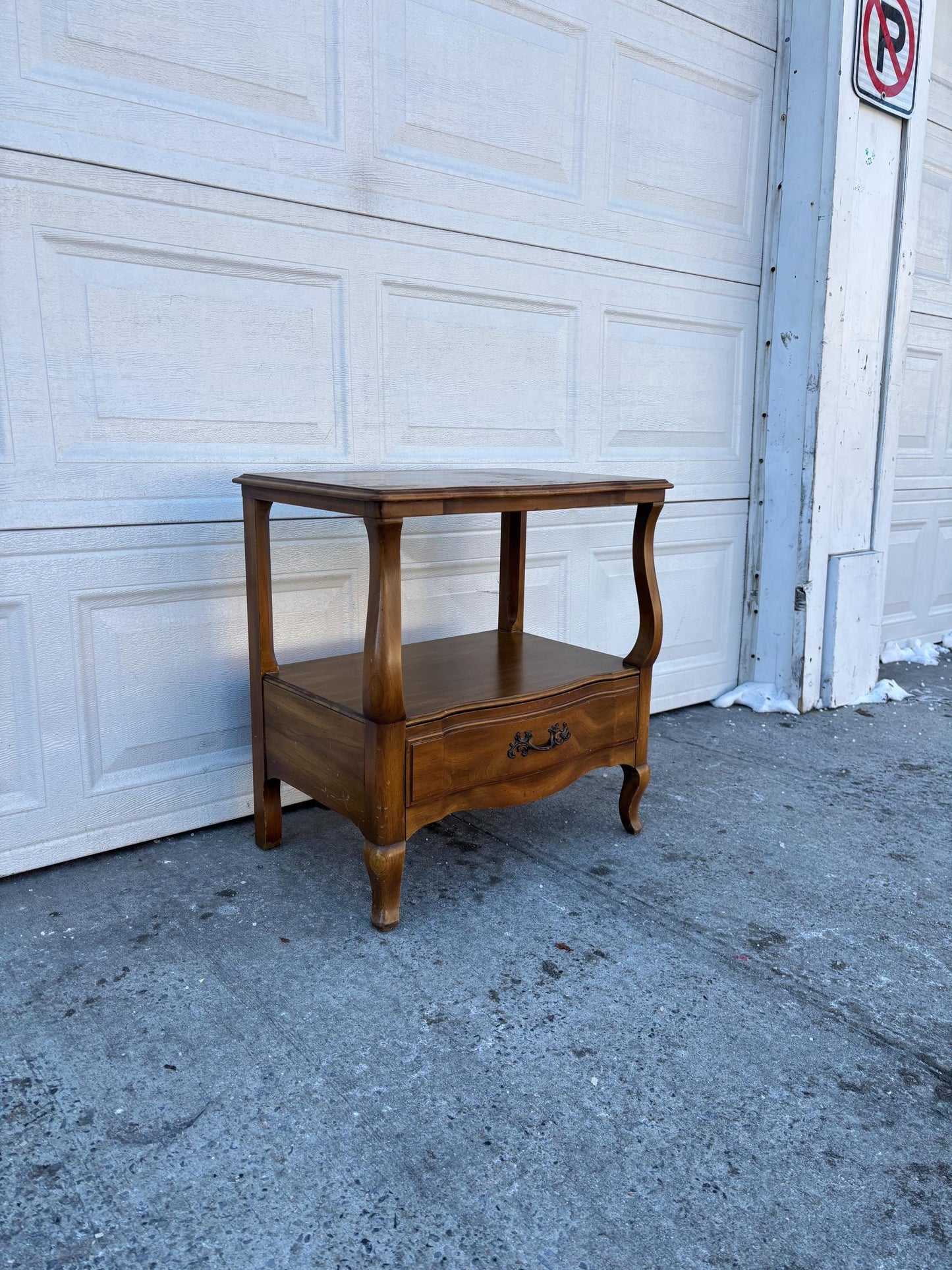 John Widdicomb End Table, Vintage French Provincial Side Table, Cherry Wood Nightstand with Drawer, Traditional Accent Table