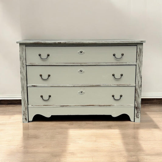 Vintage Farmhouse 3 Drawer Dresser Distressed White Chest