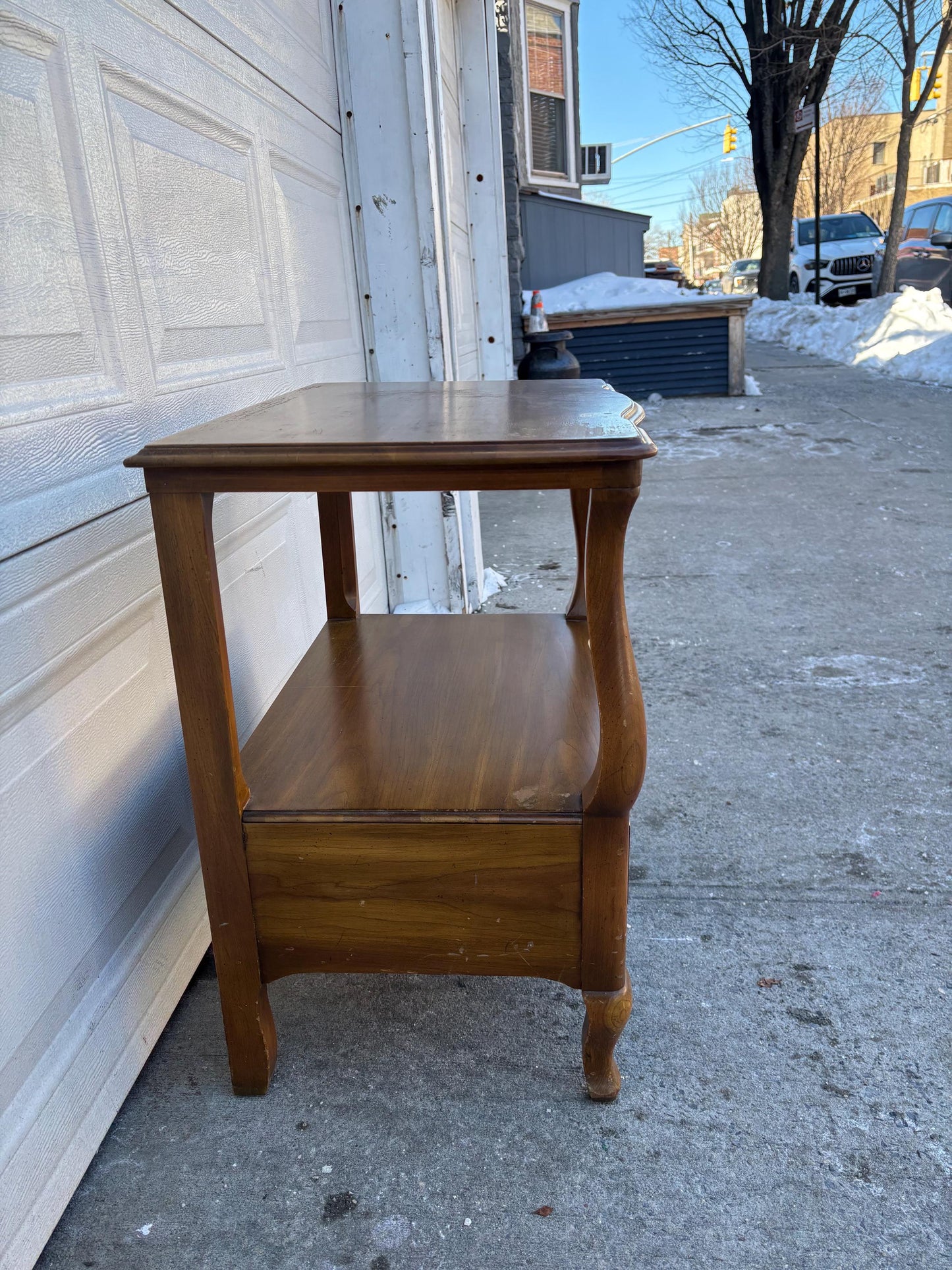 John Widdicomb End Table, Vintage French Provincial Side Table, Cherry Wood Nightstand with Drawer, Traditional Accent Table