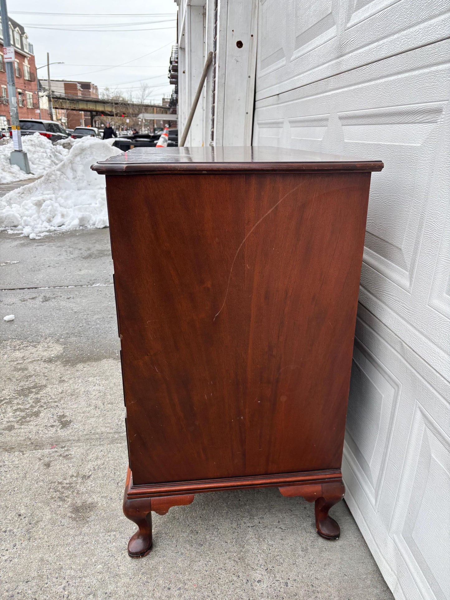Cherry Queen Anne Style 4 Drawer Dresser