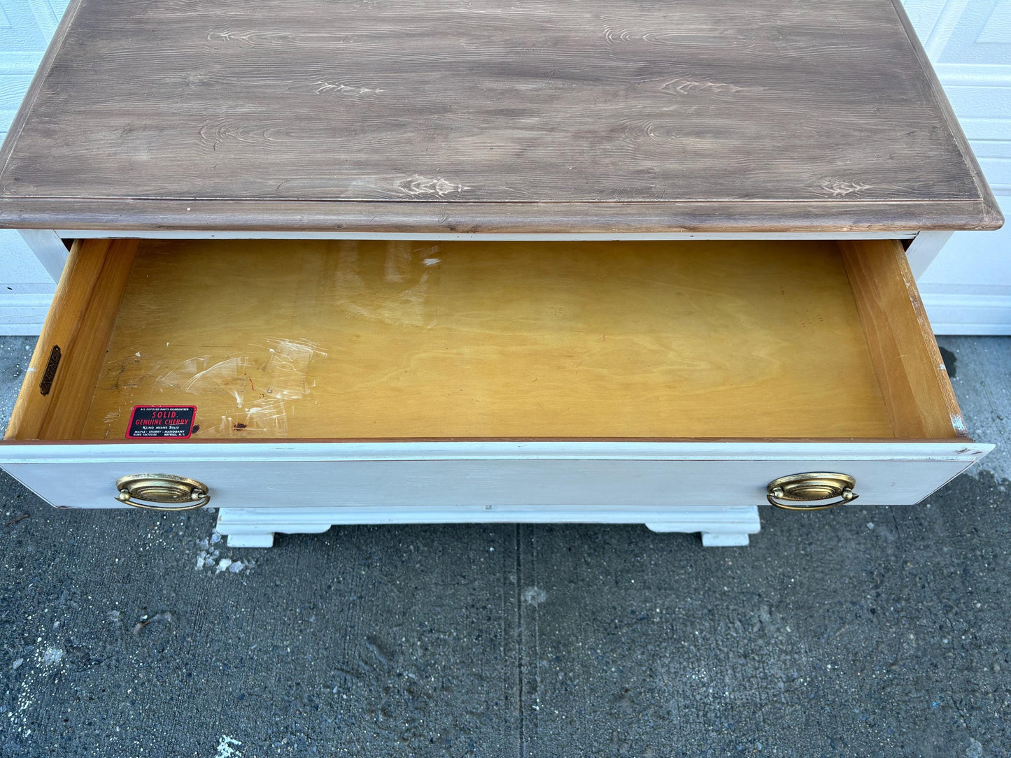 Vintage Farmhouse Sideboard Buffet Cabinet Gray White Blue Distressed Wood Top Storage Cabinet