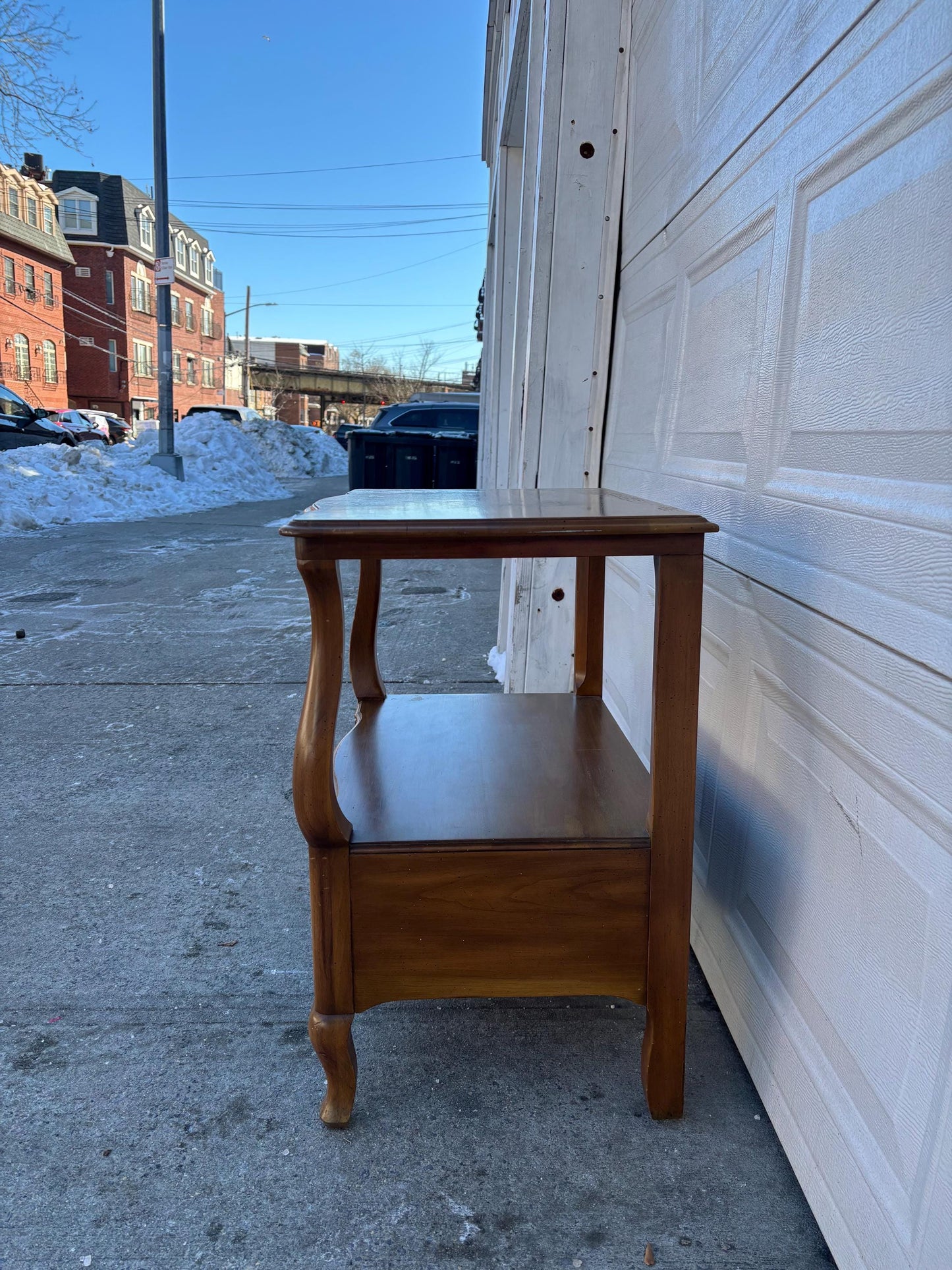 John Widdicomb End Table, Vintage French Provincial Side Table, Cherry Wood Nightstand with Drawer, Traditional Accent Table