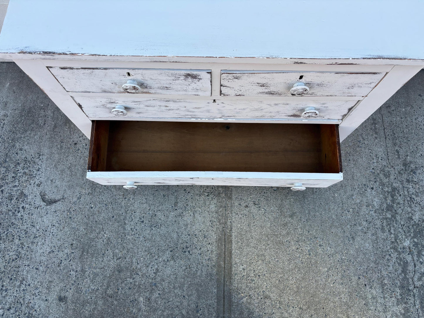 Vintage White Farmhouse Dresser Distressed Wood Chest